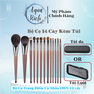 Bộ Cọ Trang Điểm 14 Cây Chuyên Dụng thân gỗ lông thú