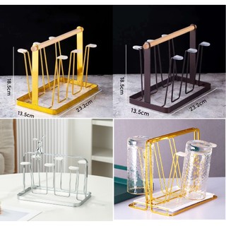 (SẴN) Giá úp cốc, ly cao cấp kim loại mạ tĩnh điện tay cầm gỗ, - Hàng xuất Âu