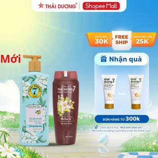 Bộ Dầu gội xả Thảo dược Thái Dương 7 Hoa Bưởi Tây 500ml/ 200ml dành cho tóc gàu ngứa, nấm da đầu
