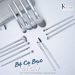 Bộ cọ trang điểm 14 cây vỏ bạc cao cấp lông mịn trang điểm cá nhân