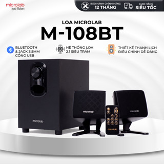 Loa Vi Tính Bluetooth Bass Mạnh MICROLAB M108BT 2.1, 11W, Chơi Game, Nghe Nhạc, Làm Việc - Hàng Chính Hãng
