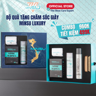 Bộ Quà Tặng Chăm Sóc Giày MINSU Luxury Ý Nghĩa 5 Món Gồm Chai Xịt Vệ Sinh, Khử Mùi, Shoe Wipes Khăn Lau Giày, Bàn Chải