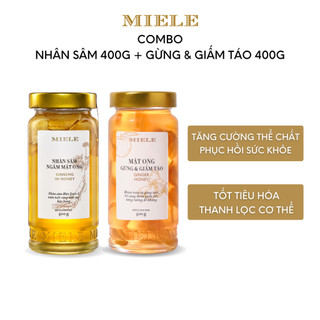 Combo: mật ong nhân sâm 400g + mật ong gừng & giấm táo 400g