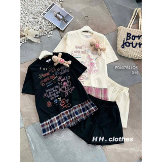 Set bộ áo in hình lai bèo kẻ caro tay ngắn + quần short 0624 thaotranshop90 [kèm ảnh thật chụp sàn]