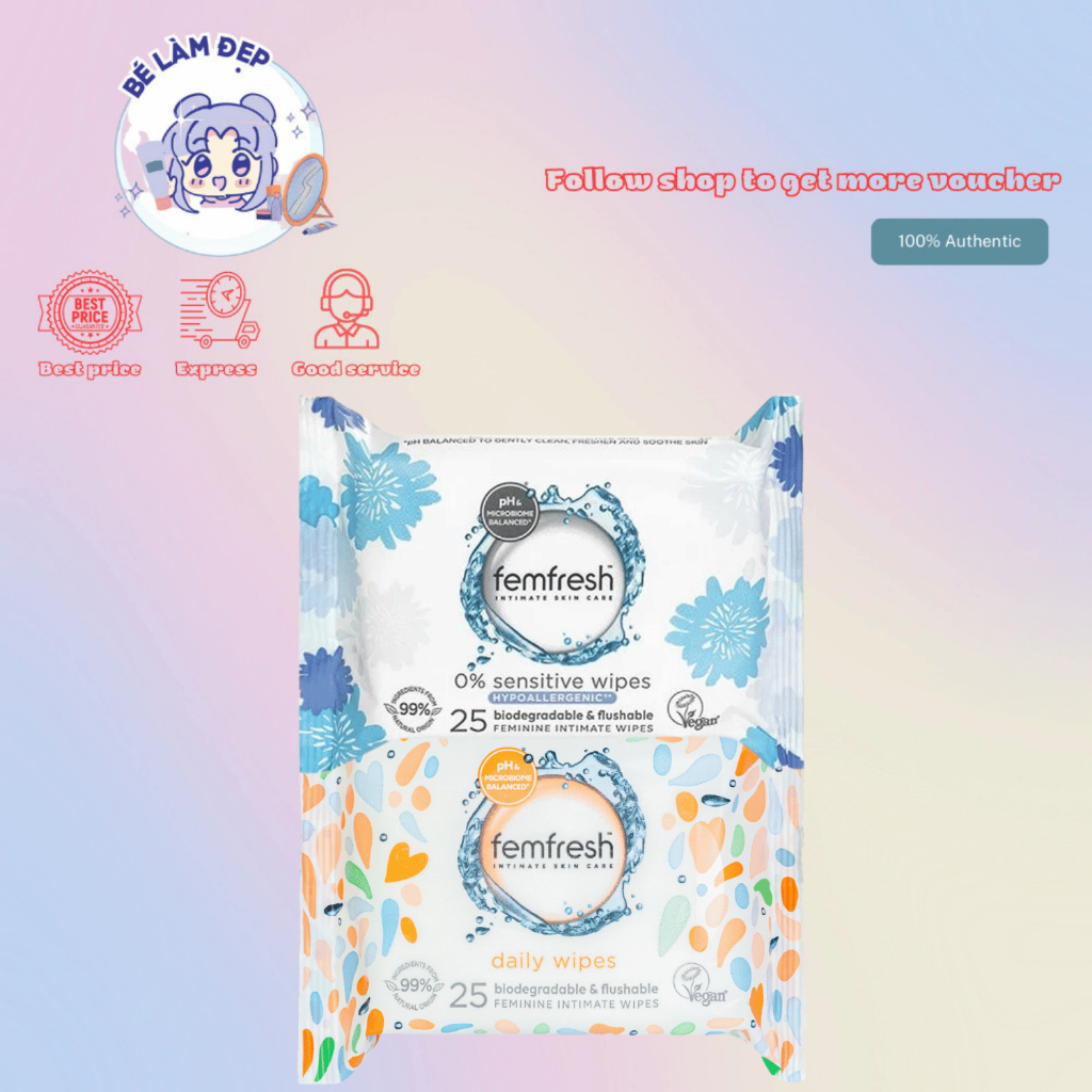 Khăn Ướt Vệ Sinh Vùng Kín Cao Cấp Cho Da Nhạy Cảm FemFresh