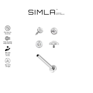 Khuyên tai/ khuyên mũi thân labret đá trắng cao cấp Thép cấy ghép Simla nhập khẩu Mỹ - Simla Body Jewelry