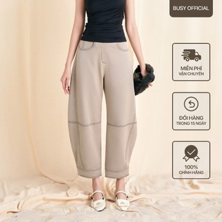 Quần Baggy Chỉ Nổi Nữ BUSY Chất Kaki Mềm Không Co Giãn QBG