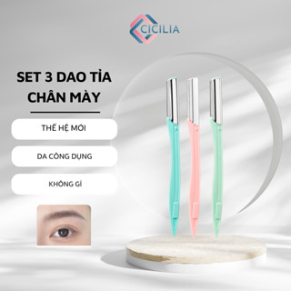 Set 3 Dao Tỉa Chân Mày CICILIA Đa Công Dụng Chất Liệu Thép Không Gỉ
