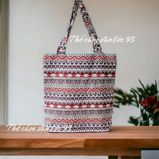 Túi tote, Túi thổ cẩm đeo vai có khoá kéo vừa A4