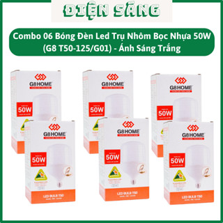 Combo 06 Bóng Đèn Led 50W Ánh sáng Trắng Trụ Nhôm Bọc Nhựa (G8 T50-125/G01) -Thiết Bị Điện G8 - Shopdiensang