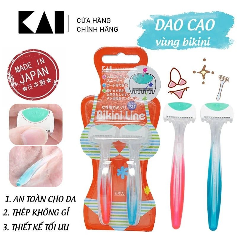 [HÀNG NHẬT] Set 2 dao cạo vùng kín Bikini KAI hàng cao cấp của Nhật Bản (Made in Japan)