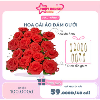 BỘ 40 HOA HỒNG CÀI ÁO ĐÁM CƯỚI - hàng tốt - kèm kim cài áo