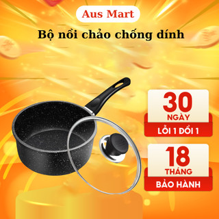 Bộ nồi chảo ăn dặm kèm xửng hấp inox chất liệu men đá chống dính an toàn cho bé - nồi nấu bột chống dính , quấy cháo