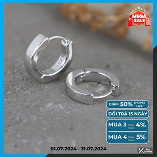 Khuyên tai nam tròn dạng xỏ KuuClothes màu bạc đen đơn giản đẹp nhỏ xinh - HT Square