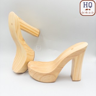 Guốc gỗ 15 phân dép cao gót gỗ đế đúp mũi hở Như Ý guốc mộc nữ 15cm cao cấp đóng quai theo ý thích mặc váy dạ hội áo dài