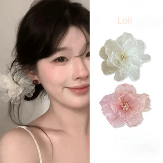 Kẹp tóc hoa trà voan lớn phong cách retro cổ điển Loli