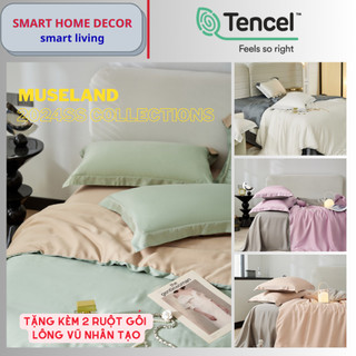 Bộ chăn ga gối trơn phối 2 màu, 100%Tencel 60s 5 món, Chất liêu siêu mềm mát,  Các màu hot nhất 2024