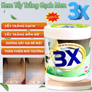 [Tặng Cọ Sắt] Kem Siêu Tẩy Rửa Gạch Men 3X 500g, Tẩy Trắng Sàn Nhà, Xi Măng, Rong Rêu, Làm Sạch Bề Mặt Sàn Đá Hoa, Vết Ố