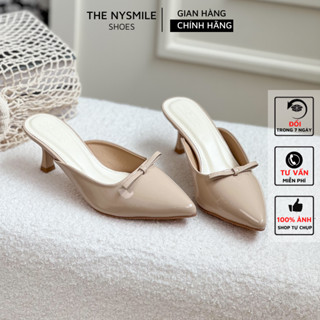 Dép Sục mũi nhọn đính nơ 5p sang chảnh, dép guốc mang Tết - THENYSMILE - LAGII