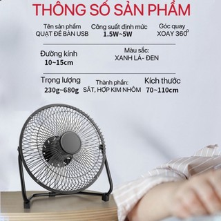Quạt Mini Lồng Sắt Sạc USB Tiện Ích