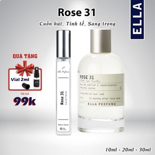 Nước Hoa Nữ Rose 31 Chính Hãng ELLA PERFUME Chai 10ml - Hương Thơm Hoa Hồng Gỗ Cuốn Hút, Sang Trọng