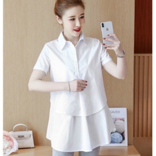 Áo sơ mi bầu ngắn tay dáng tầng 43-68kg