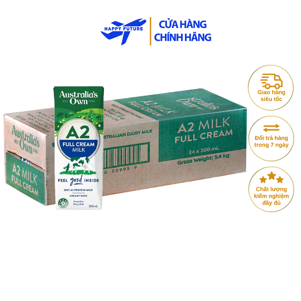 [Thùng 24 Hộp] Sữa Tươi Nguyên Kem AUSTRALIA 'S OWN A2 200ML - Sữa Úc Nhập Khẩu