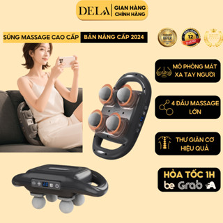  Súng Massage 4 Đầu Tần Số Cao Thư Giãn Cơ DELADEP Máy Mát Xa Diện Tích Lớn 6 Mức Điều Chỉnh Rung Cơ Tần Số Cao SMS05 