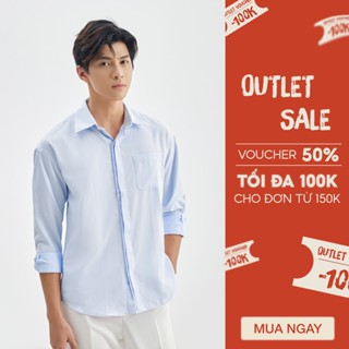 Áo sơ mi nam dài tay dáng rộng kẻ sọc nhỏ vải lụa cotton mềm mịn cách điệu nẹp khuy Sline thương hiệu JBAGY - JS0703