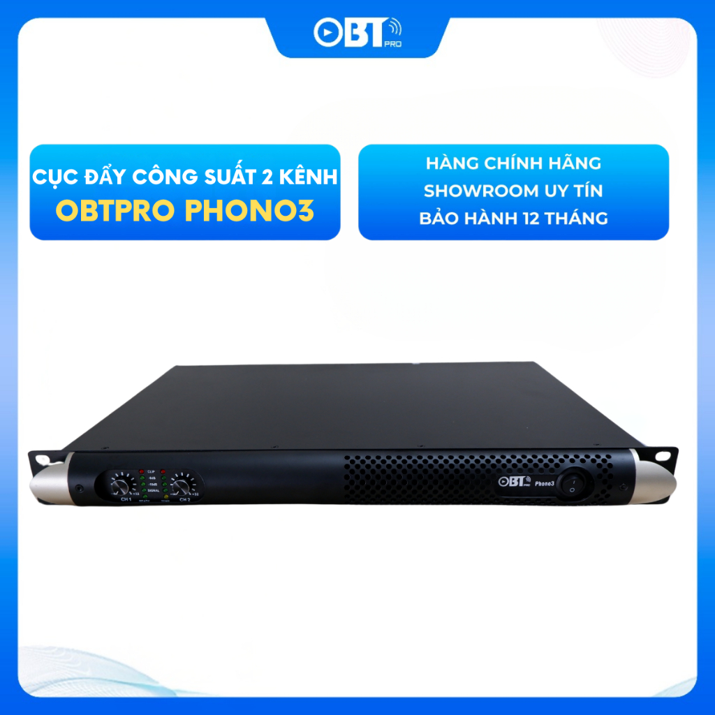 Cục đẩy công suất 2 kênh OBTpro Phono3, Cục đẩy 2 kênh công suất 1400W, chính hãng công nghệ Đức