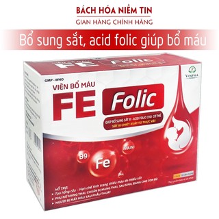 Viên uống Acid folic, sắt cho bà bầu, trẻ nhỏ FE FOLIC - Bổ sung sắt và acid folic cho cơ thể