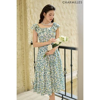 Đầm Charmilles hoa nhí tiểu thư phối cổ bèo 24MD206BX