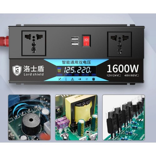 Bộ kich nguồn điện 12v lên 220v 1600W-Bộ Chuyển Đổi Điện Inverter 1600W - mã sản phẩm: DTV218