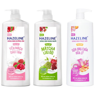SỮA TẮM HAZELINE 670G YẾN MẠCH DÂU TẰM/ MATCHA LỰU ĐỎ/ SỮA ONG CHÚA HOA LY