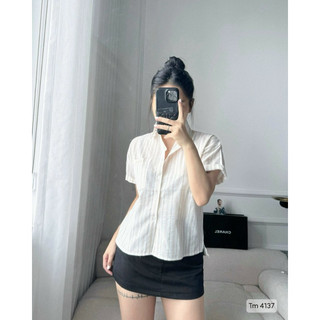 ÁO SƠ MI KẺ CỘC TAY THÊU CÁ XẤU