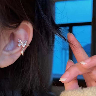 1 chiếc bông tai kẹp vành ko cần xỏ lỗ bướ m đá rơi (2 kiểu)