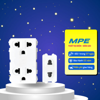 Ổ cắm đơn 2 chấu a6us, ổ cắm đôi 3 chấu a6ues2 chính hãng mpe