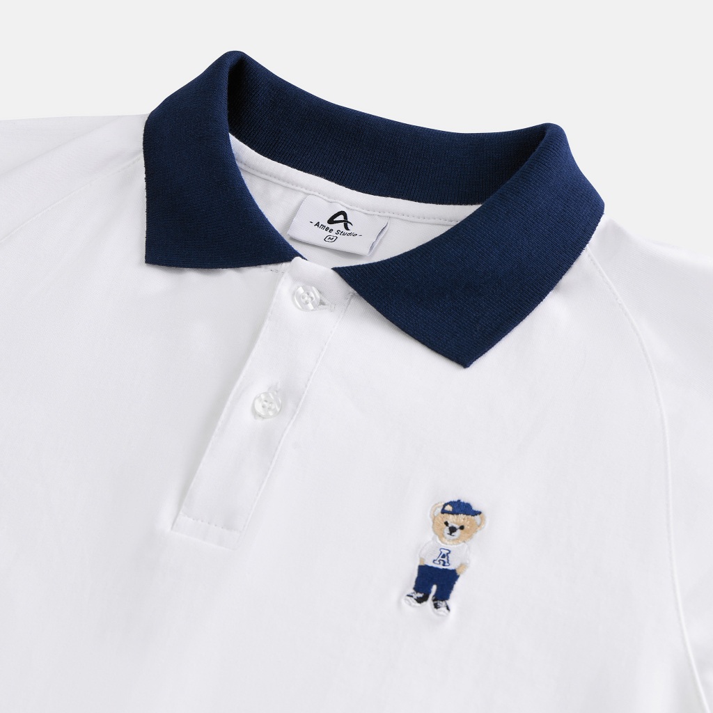 Áo Polo BabyTee Amee Bear Thêu Phối Bo/ Cotton 100% | BigBuy360 - bigbuy360.vn