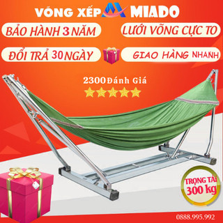 võng xếp inox khung vuông chính hãng MIADO cỡ lớn chuẩn inox tiến đạt chịu tải 300kg bảo hành 3 năm