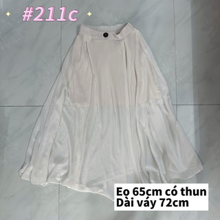 Chân váy voan nữ dáng dài đính nút lưng thun