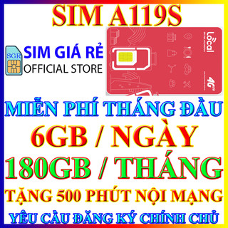 SIM 4G MOBIFONE LOCAL A119, LOCAL A69, LOCAL A50 DUNG LƯỢNG DATA KHỦNG, MIỄN PHÍ THÁNG ĐẦU, SHOP SIM GIÁ RẺ