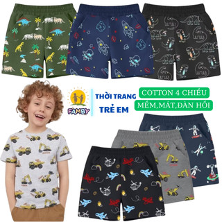 Quần đùi bé trai cotton co dãn 4 chiều FAMBY quần short đùi cho bé mùa hè ưu việt 12-30kg