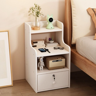 Tủ Đầu Giường Có Ngăn Khoá Màu Trắng Full Kệ Đầu Giường Dáng Cao Gỗ MDF