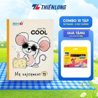 Combo 10 Tập học sinh 96 trang 5 ô ly vuông 100 gsm Thiên Long Điểm 10 cho học sinh tiểu học TP-NB075 (hình ngẫu nhiên)