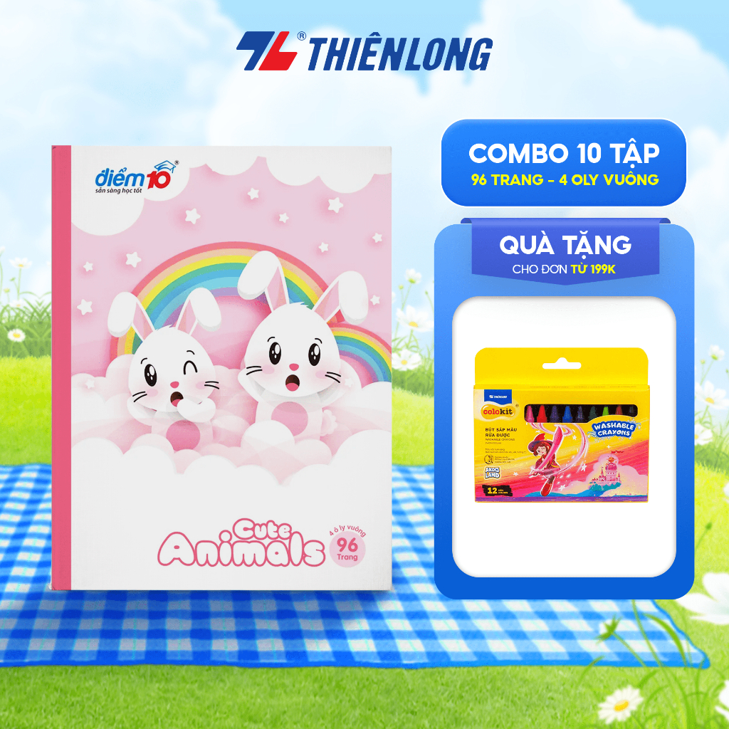 Combo 10 cuốn Tập học sinh 96 trang Thiên Long Điểm 10 - Tập 4 ô ly phù hợp học sinh tiểu học TP-NB0