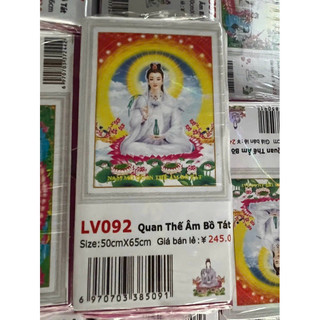 TRANH ĐÍNH ĐÁ PHẬT QUAN ÂM  LV092 (50x65) chưa đính