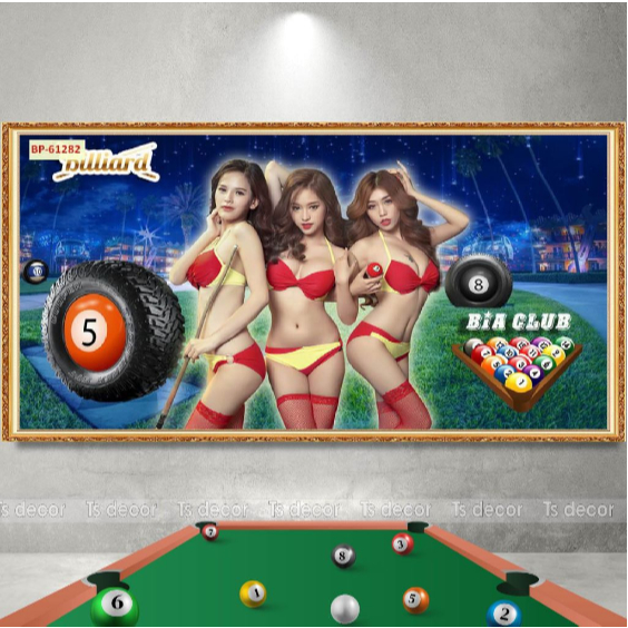 Tranh 3D Dán Tường Quán Bi-a Billiard,,Trang Trí Clb Bida, Cơ Thủ, Phòng Game. "(Tặng Kèm Keo Dán).