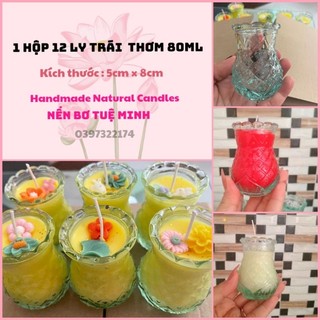 1 hộp 12 ly trái thơm kèm tim bấc làm nến 80ml