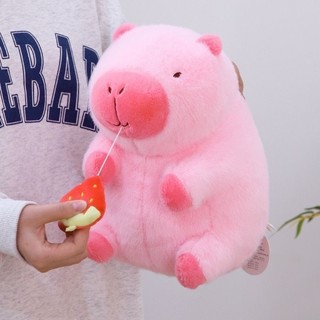 Gấu Bông Chuột Lang Nước Capybara Hồng Ăn Dâu Tây Cao Cấp Dễ Thương