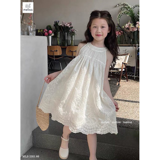 Đầm bé gái cổ yếm Melisa sát nách hoa nổi 10-40kg